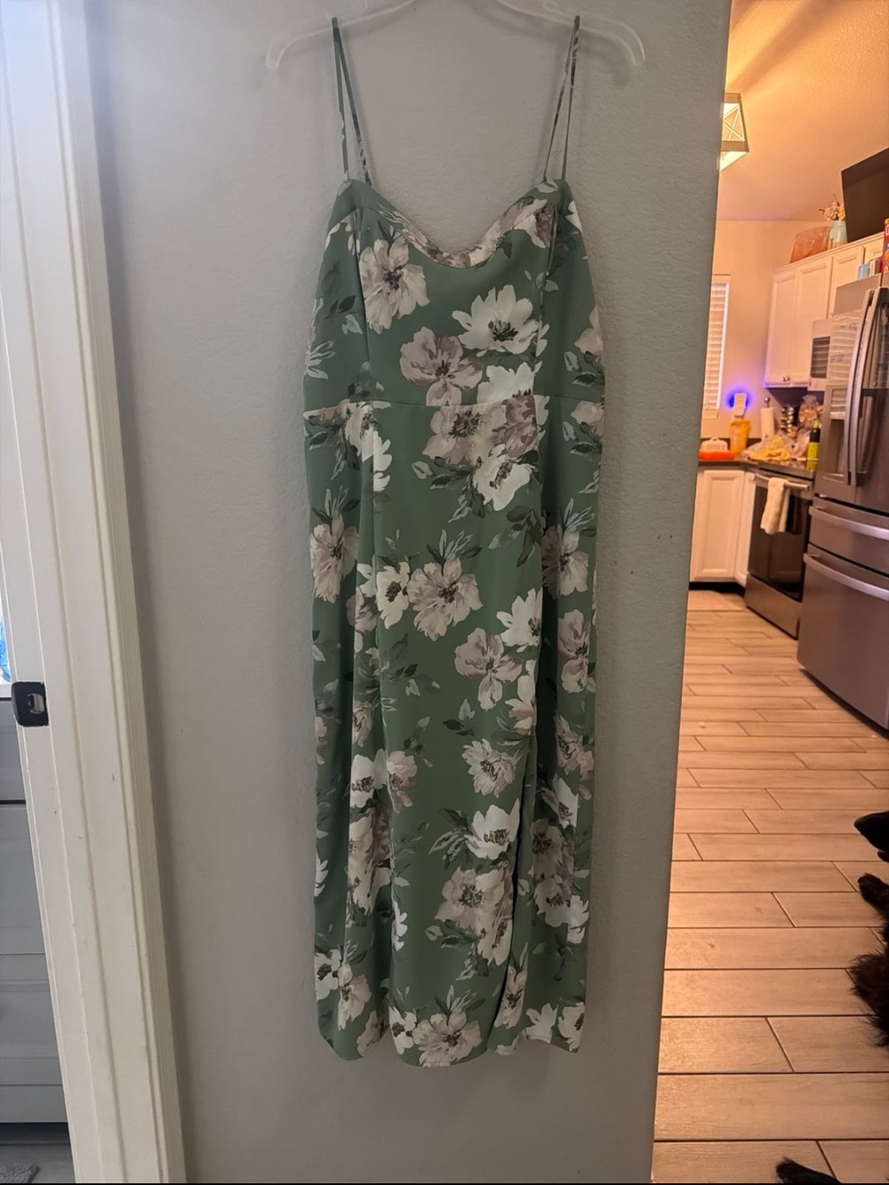Abercrombie & Fitch Sage Green Floral Slip Midi Dress